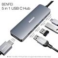BENFEI 5-in-1 USB-C-sovitin ja jakaja - 4K HDMI, 100W PD, USB-A - harmaa