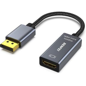 BENFEI Active Adapter DisplayPort/HDMI-sovitin - 4K 60Hz - harmaa