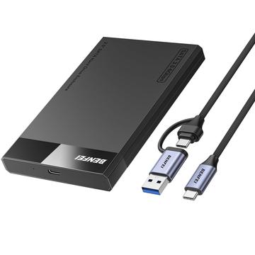 BENFEI SSD-aseman kotelo, 2.5 tuumaa, SATA SSD, USB-C, USB-A, UASP SATA III -tuki - musta