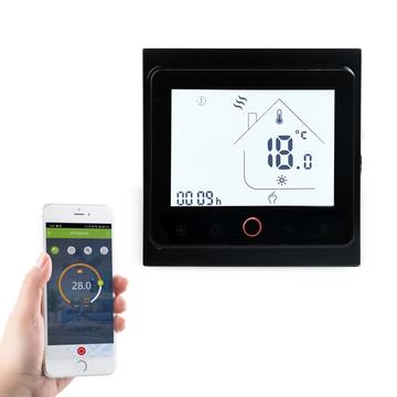 BHT-002 WiFi-älytermostaatti kattilalämmitykseen, kosketusnäytöllä - musta