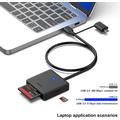 Benfei 4-in-1 USB-C/USB-A 3.0 -kortinlukija - SD, microSD, MS & CF-kortit - musta