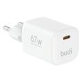 Budi AC310EW 67W GaN USB-C -pikalaturi, Power Delivery -tuki - valkoinen