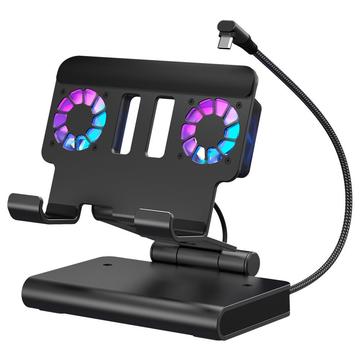 Jäähdytysasema ja USB-keskitin Asus ROG Ally X:lle, Steam Deckille ja Nintendo Switchille - mattamusta