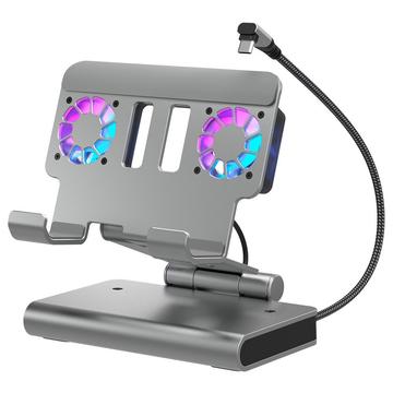 Jäähdytysasema ja USB-keskitin Asus ROG Ally X:lle, Steam Deckille ja Nintendo Switchille - titaaninharmaa