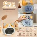 Corgi-koira-aiheinen LED-herätyskello yövalolla - keltainen