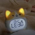 Corgi-koira-aiheinen LED-herätyskello yövalolla - keltainen