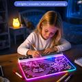 D17 LED-valaistu piirustustaulu - 350x245mm - 14 valotilaa - musta