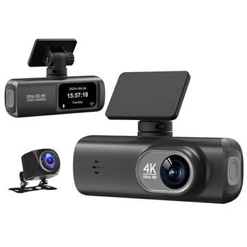 D19 MAX 4K -kaksoisajokamera, jossa takakamera - GPS/WiFi - musta