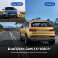D19 MAX 4K -kaksoisajokamera, jossa takakamera - GPS/WiFi - musta