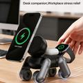 D6 3-in-1-robottikoiran magneettinen langaton laturi iPhone-, Apple Watch- ja AirPods-laitteille - musta