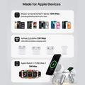 D6 3-in-1-robottikoiran magneettinen langaton laturi iPhone-, Apple Watch- ja AirPods-laitteille - valkoinen