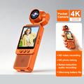 DV09 Clip-On 4K WiFi -taskukamera kääntyvällä objektiivilla - oranssi