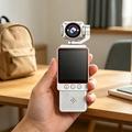 DV09 Clip-On 4K WiFi -taskukamera, jossa on kääntyvä objektiivi - valkoinen