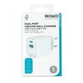 Deltaco 35W GaN-seinälaturi - USB-C/USB-A - valkoinen