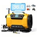 Kaksitoiminen paineilmakompressori LCD-näytöllä ja LED-valolla - 150 PSI/10.3 bar - keltainen