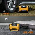 Kaksitoiminen paineilmakompressori LCD-näytöllä ja LED-valolla - 150 PSI/10.3 bar - keltainen