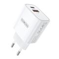 Duzzona T12 30W PD -pikalaturi - USB-C/USB-A, EU-pistoke - valkoinen