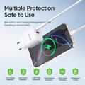 Duzzona T12 30W PD -pikalaturi - USB-C/USB-A, EU-pistoke - valkoinen