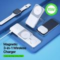 Duzzona W19 15W 3-in-1-magneettinen langaton latausasema - MagSafe-yhteensopiva - valkoinen