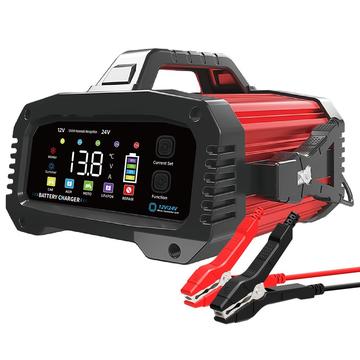 E-FAST TK-2500 automaattinen akkulaturi - 25A - Lion, LiFePO4, AGM-geeli, lyijyhappo, 12V/24V - Musta / Punainen