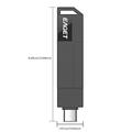 EAGET CF33 2-in-1 USB 3.2 Type-A/USB-C -muistitikku – 128 Gt – musta