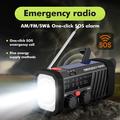 EM06-aurinkokäyttöinen hätäradio, jossa on 2000mAh:n varavirtalähde, taskulamppu ja SOS-hälytys