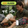 EM06-aurinkokäyttöinen hätäradio, jossa on 2000mAh:n varavirtalähde, taskulamppu ja SOS-hälytys