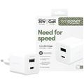 Empower by PanzerGlass Turbo 35W GaN-pikalaturi - USB-C, USB-A - valkoinen