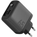 Energea Ampcharge Arc 65 GaN seinälaturi sisäänvedettävällä USB-C-kaapelilla - Asemetallin Harmaa