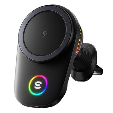 Essager 15W:n magneettinen langaton laturi ja autoteline tuuletuspuhaltimella - MagSafe-yhteensopiva - musta