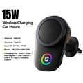 Essager 15W:n magneettinen langaton laturi ja autoteline tuuletuspuhaltimella - MagSafe-yhteensopiva - musta