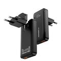 Essager 65W GaN-pikalaturi, erittäin ohut - 2x USB-C, USB-A - musta