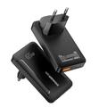 Essager 65W GaN-pikalaturi, erittäin ohut - 2x USB-C, USB-A - musta