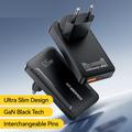 Essager 65W GaN-pikalaturi, erittäin ohut - 2x USB-C, USB-A - musta