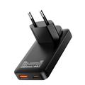 Essager 65W GaN-pikalaturi, erittäin ohut - 2x USB-C, USB-A - musta