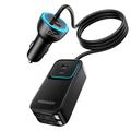 Essager F789 135W:n takapenkille asennettava autolaturi - 2x USB-C-kaapelia, 4x USB-C-, 2x USB-A-liitäntää - 1.5m - musta