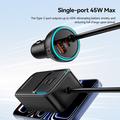 Essager F789 135W:n takapenkille asennettava autolaturi - 2x USB-C-kaapelia, 4x USB-C-, 2x USB-A-liitäntää - 1.5m - musta