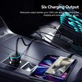 Essager F789 135W:n takapenkille asennettava autolaturi - 2x USB-C-kaapelia, 4x USB-C-, 2x USB-A-liitäntää - 1.5m - musta
