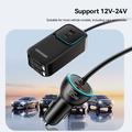 Essager F789 135W:n takapenkille asennettava autolaturi - 2x USB-C-kaapelia, 4x USB-C-, 2x USB-A-liitäntää - 1.5m - musta