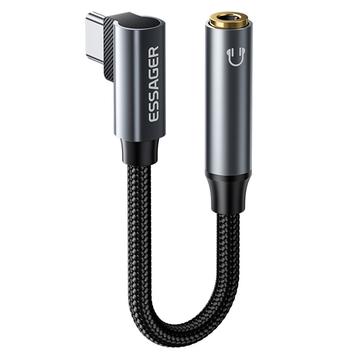 Essager L-muotoinen USB-C-3.5mm -äänisovitin - 12cm - harmaa