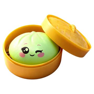 Dumpling squishy-lelu silmäilmeellä ja höyrytyskorilla - vihreä