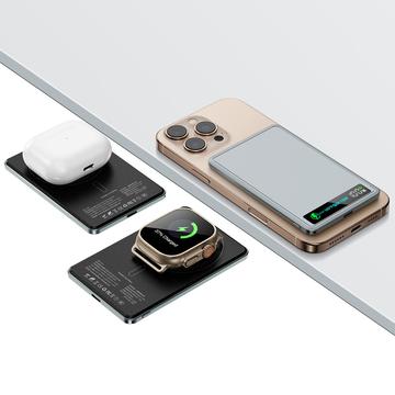 F16 Erittäin ohut 10000mAh:n magneettinen varavirtalähde digitaalisella näytöllä - MagSafe-yhteensopiva - harmaa