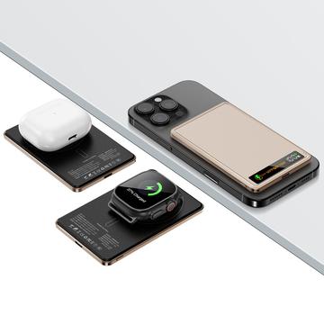 F16 Erittäin ohut 10000mAh:n magneettinen varavirtalähde digitaalinäytöllä - MagSafe-yhteensopiva - ruusukulta