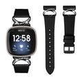 Fitbit Versa 3/Sense -tyylikäs nahkahihna strassikivillä