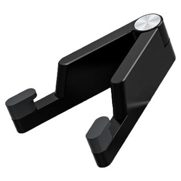 Taitettava alumiiniseos-puhelinteline älypuhelimille/tableteille 4-7" - musta
