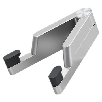 Taitettava alumiiniseos puhelinpidike älypuhelimille/tableteille 4-7" - hopea