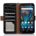 Crocodile Nokia X30 Lompakkomallinen Nahkakotelo kanssa RFID - Musta