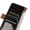 Crocodile Nokia X30 Lompakkomallinen Nahkakotelo kanssa RFID - Musta