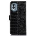 Crocodile Nokia X30 Lompakkomallinen Nahkakotelo kanssa RFID - Musta