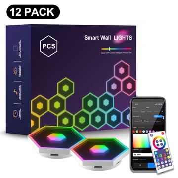G01 Smart Hexagon RGB LED -seinävalopaneelit - 12 kpl